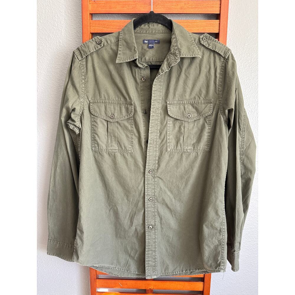 Gap Green Utility Casual Button Up Front Long Minimal Wear Sleeve | EUC